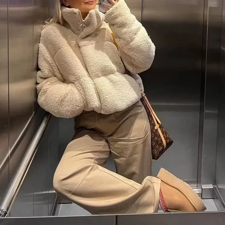 Women's Collar Long Sleeve Warm Lamb Wool Jackets