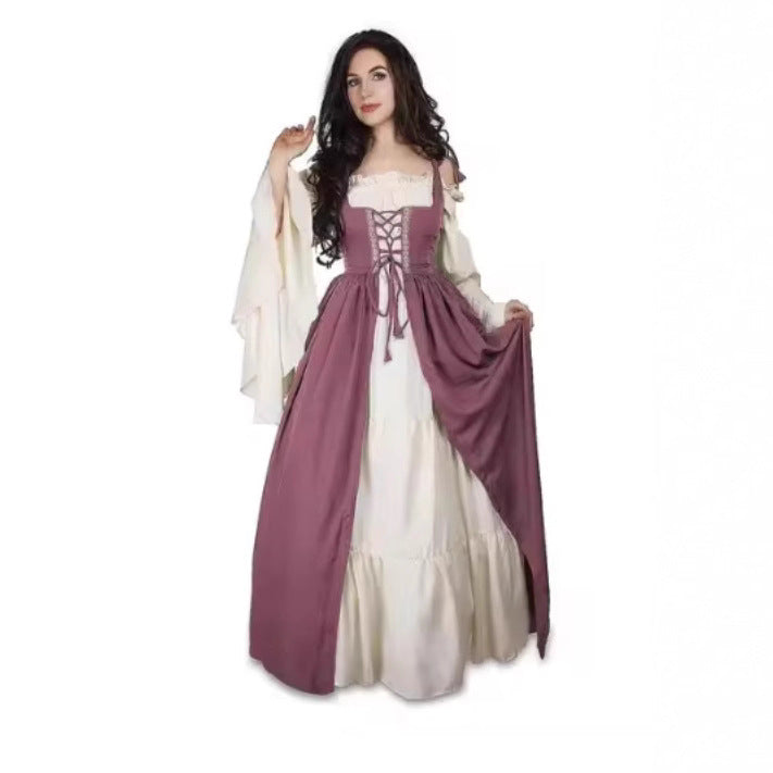 Tied Waist Medieval Renaissance Retro Court Dresses