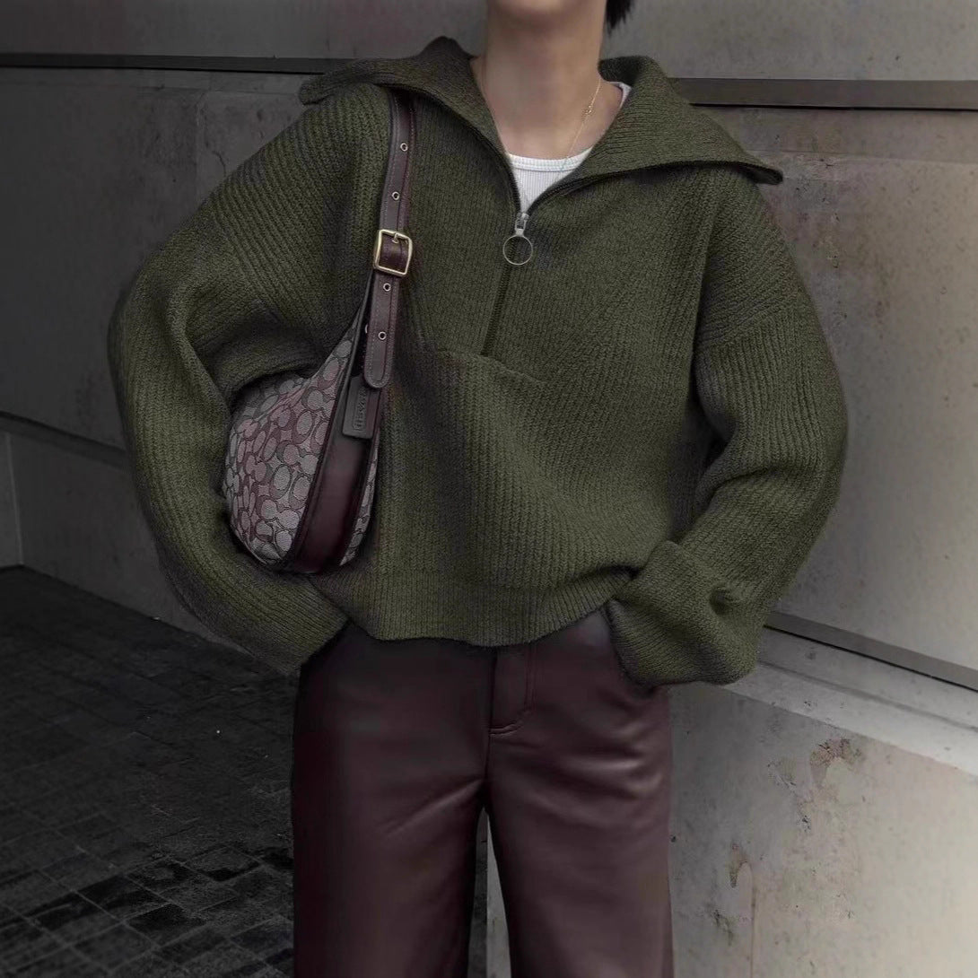 Women's Russian Half Zip Knit Casual Sweaters