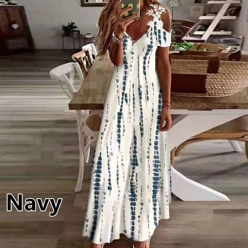 Women's Floral Edge Brace Fashion Printed Loose Dresses