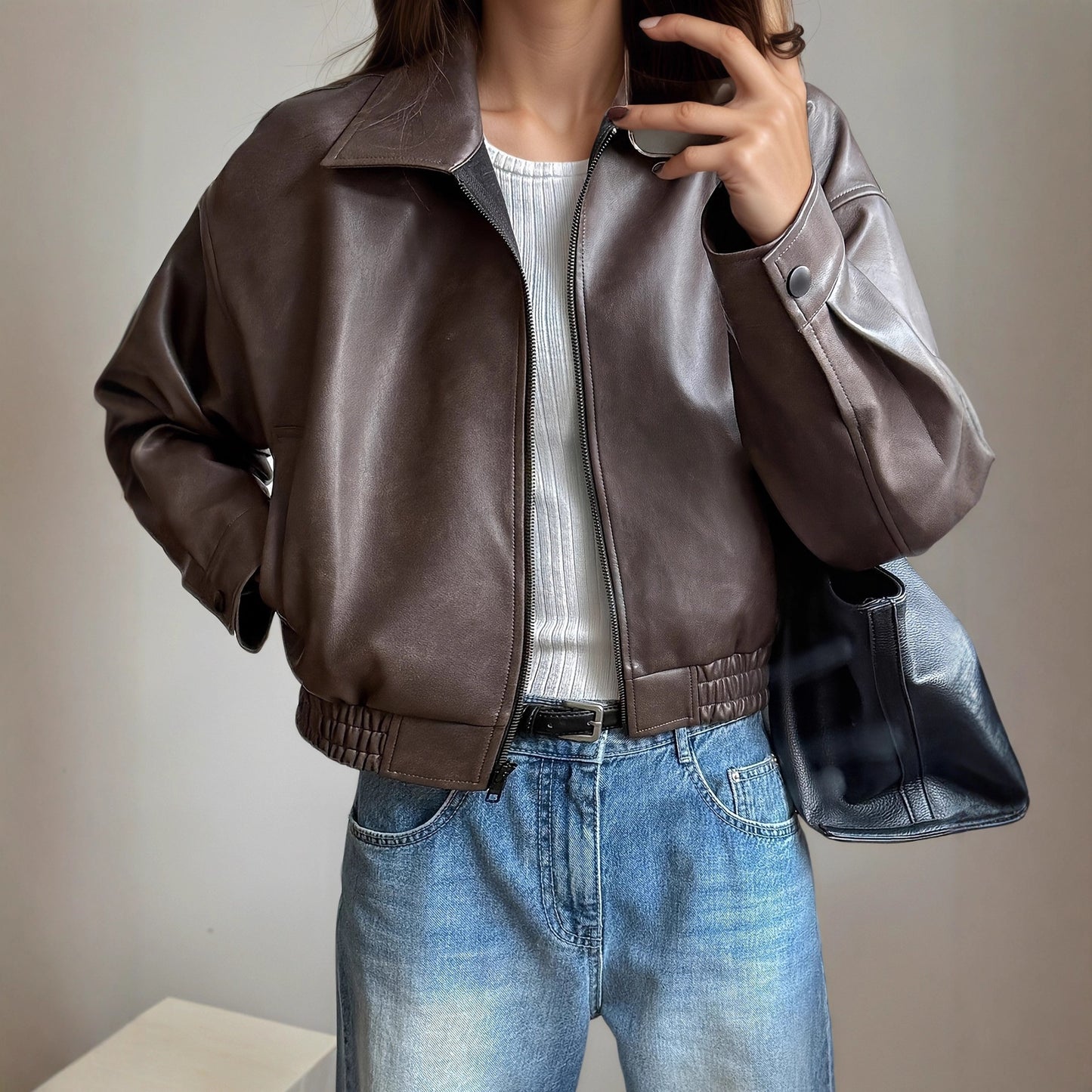 Women's Casual Leather Motorcycle Retro Long-sleeved Jackets