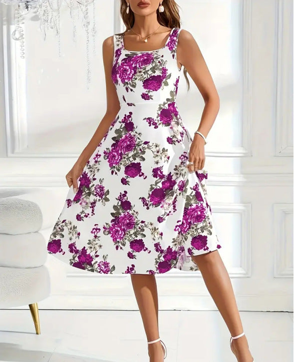 Summer Suspender Dress Fashionable Flower Print Dresses