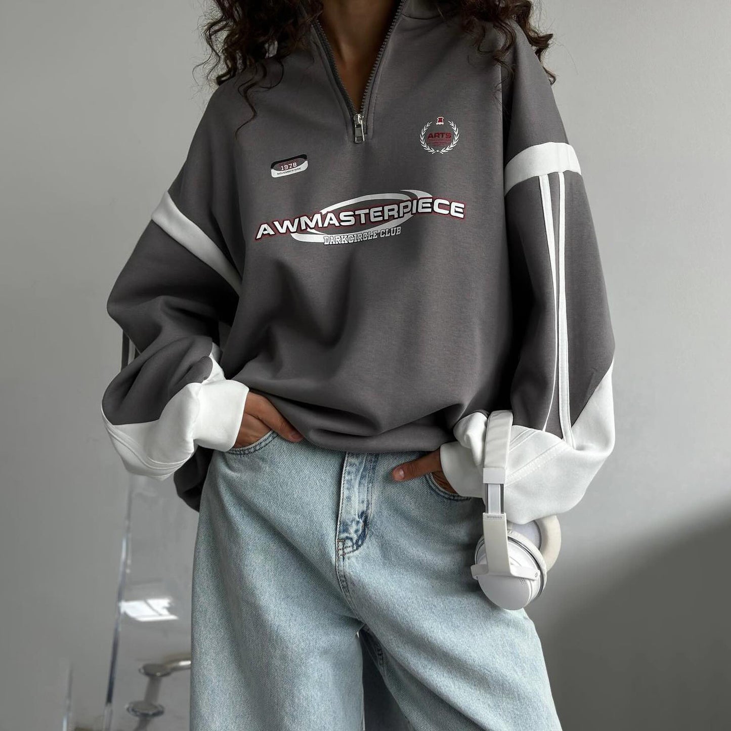 Women's Letter Print Contrast Color Sports For Sweaters