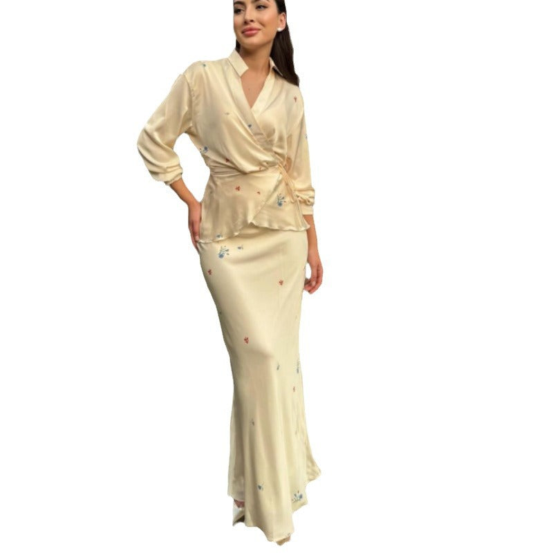 Women's Fashion Elegant Satin Long Sleeve Tops