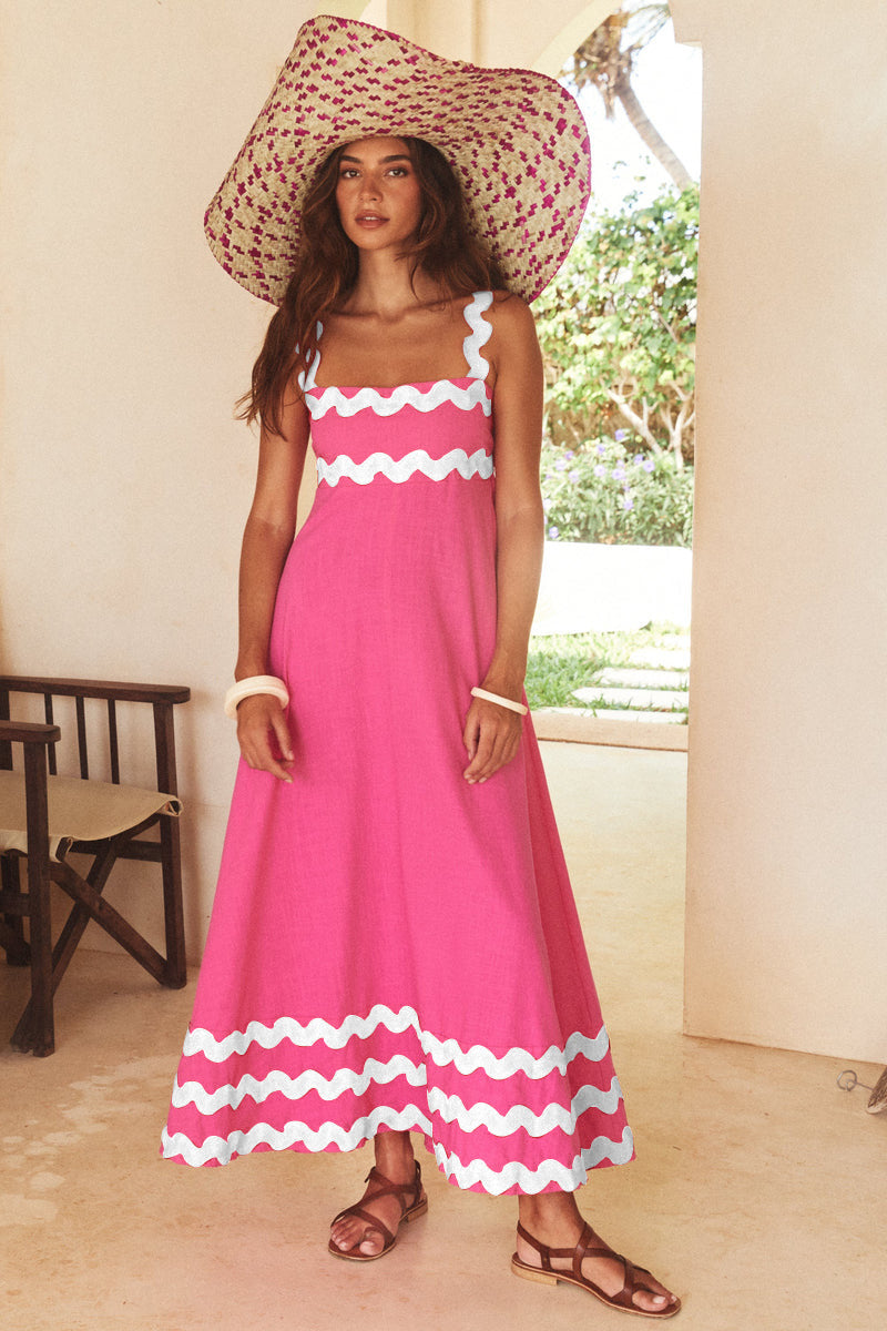 Women's Stylish Suspender Dress Printed Long Dresses