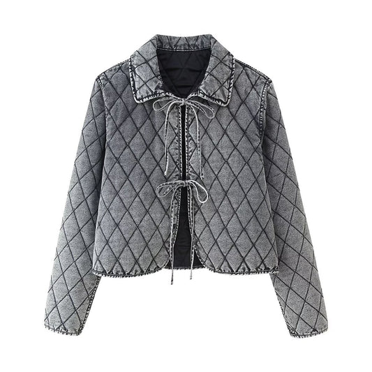 Casual Versatile Summer Quilted Washed Denim Jackets