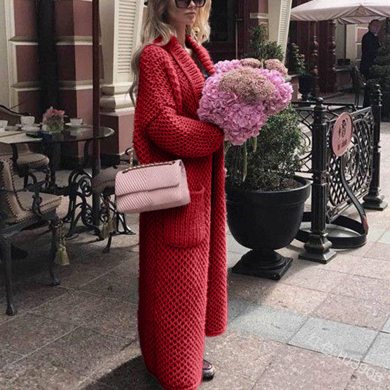 Women's Temperament Commute Lapel Knitted Solid Color Cardigans