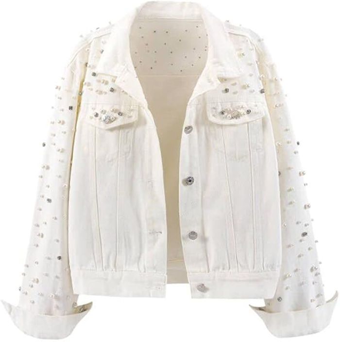 Women's Diamond Rivets Denim Long-sleeved Korean Loose Jackets