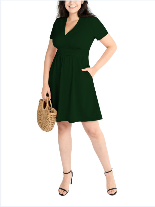 Women's Sleeve Printed Pocket Mid-length Dress Dresses