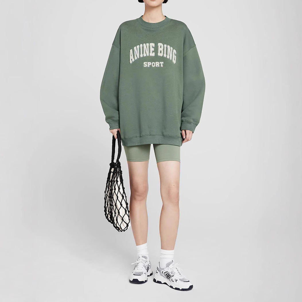Autumn North American Niche Classic Letter Embroidery Round Neck Sweaters