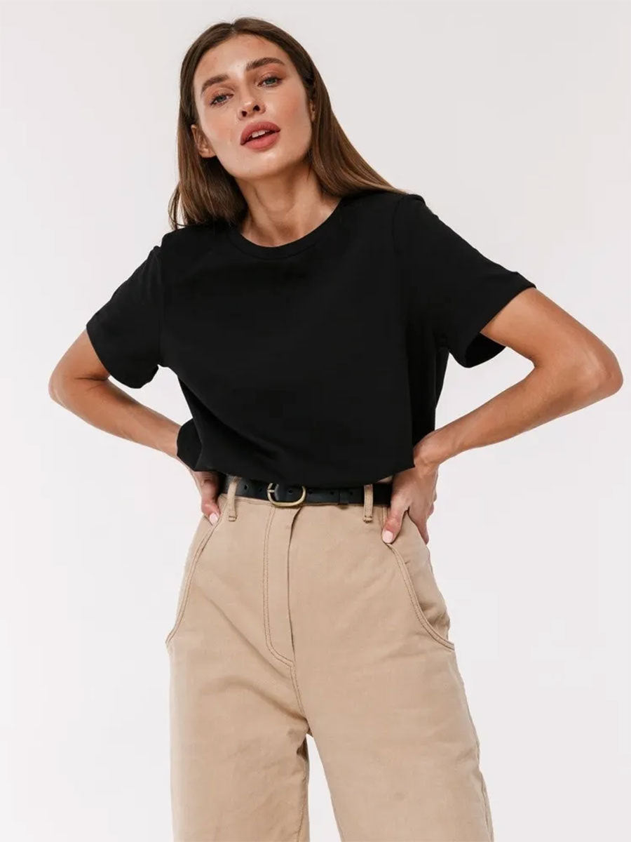 Women's Cotton Short-sleeved T-shirt Summer Fashion Home Versatile Round Neck Blouses