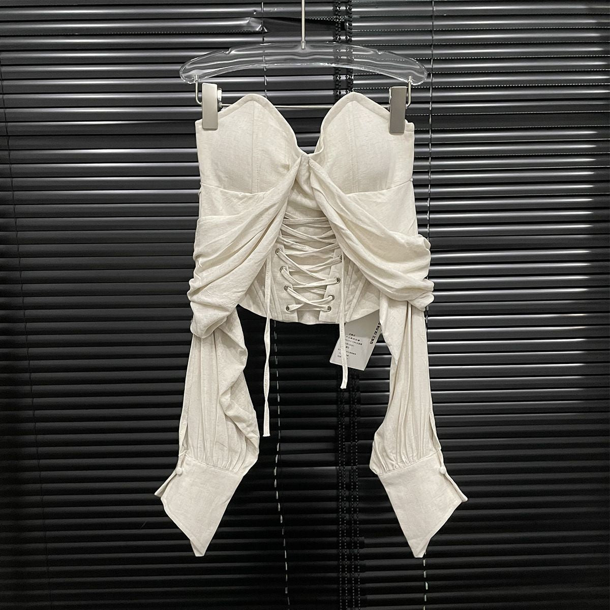 Women's Fishbone Tube High-grade Tied Slim Fit Tops