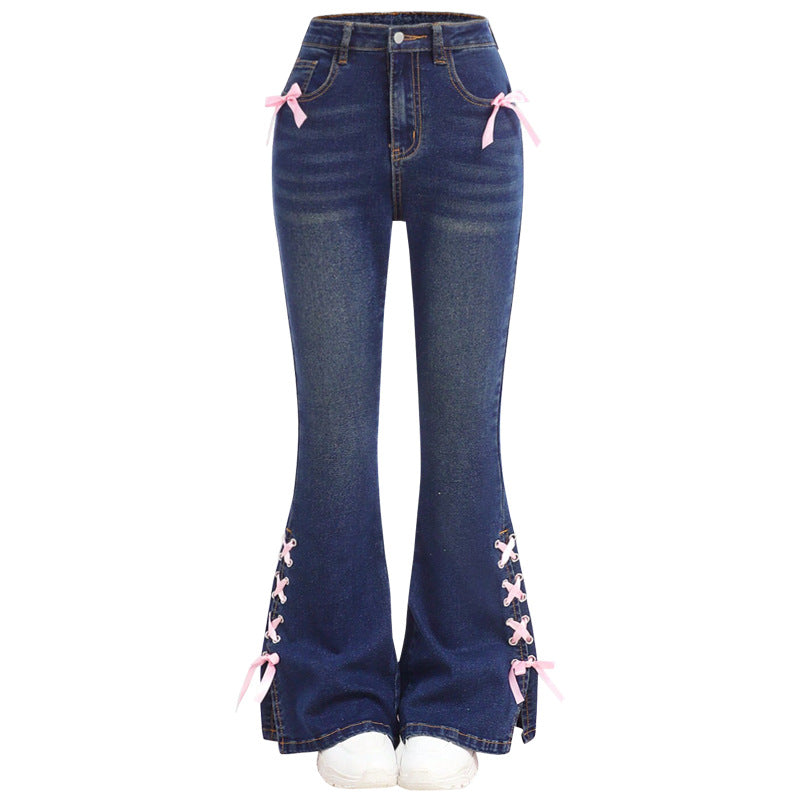 Women's Bow Loose Straight Trousers Source Jeans
