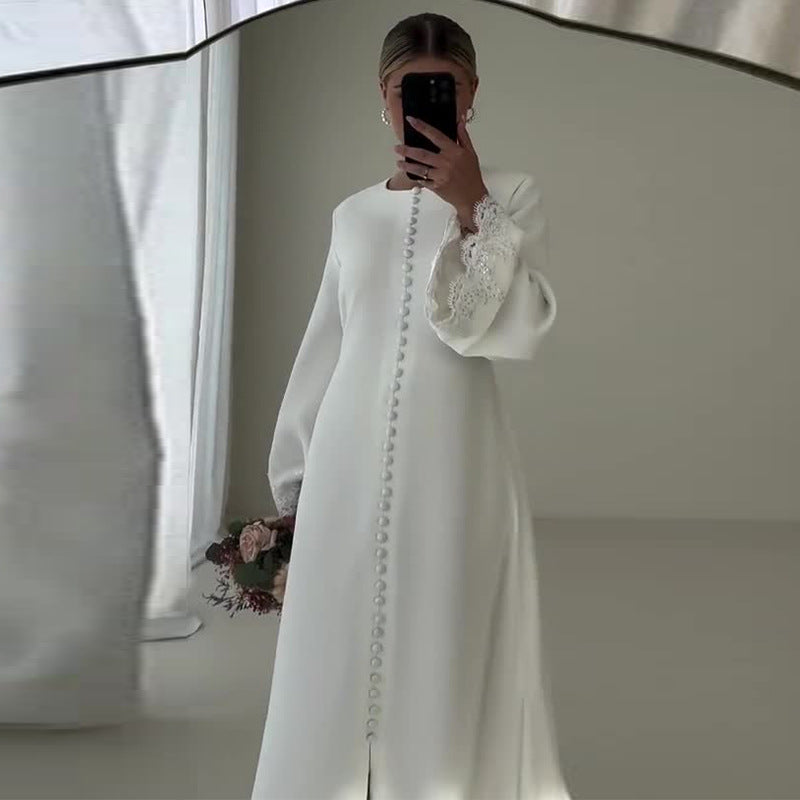 Color Round Neck Fashion Beaded Bell Dresses