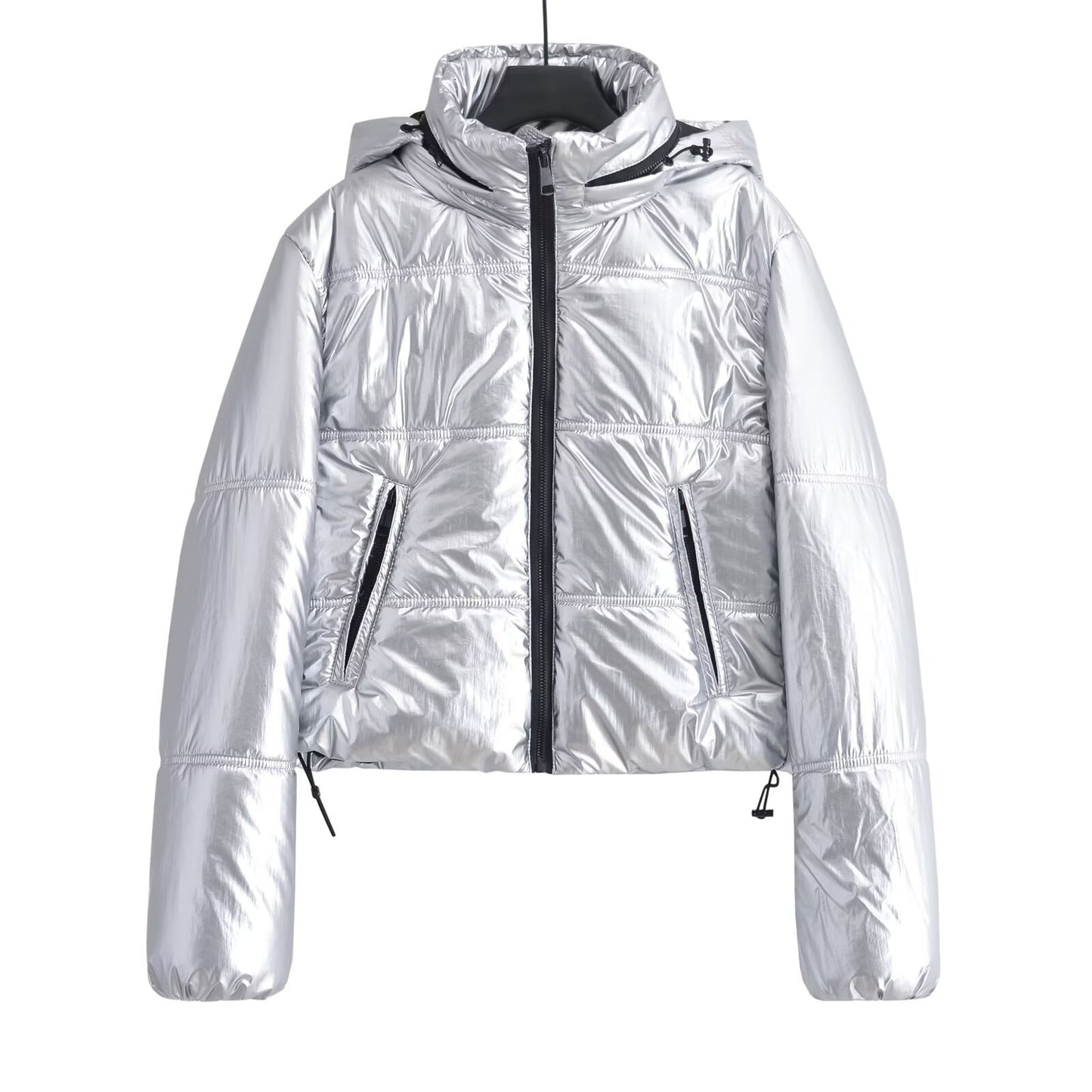 Women's Winter Hot Metallic Hooded Cotton Thickened Coats