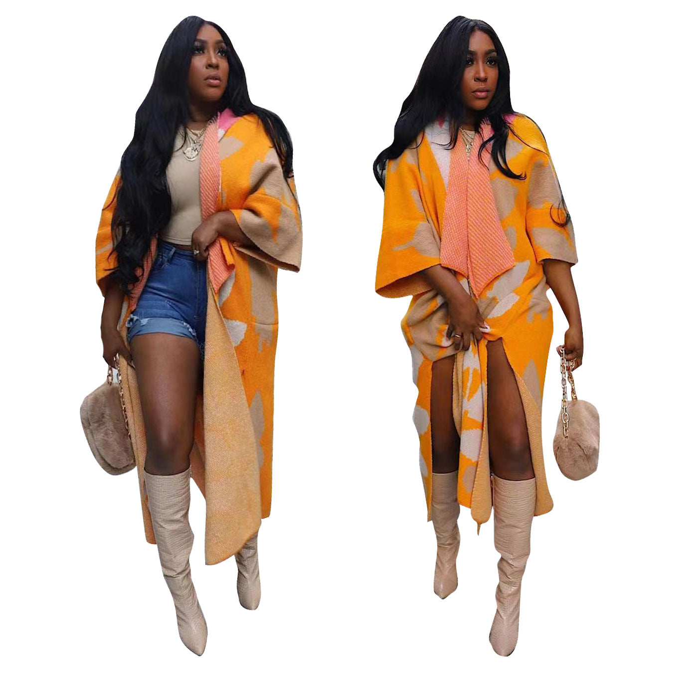 Women's Trendy Casual Short-sleeved Knitted Long Sweaters