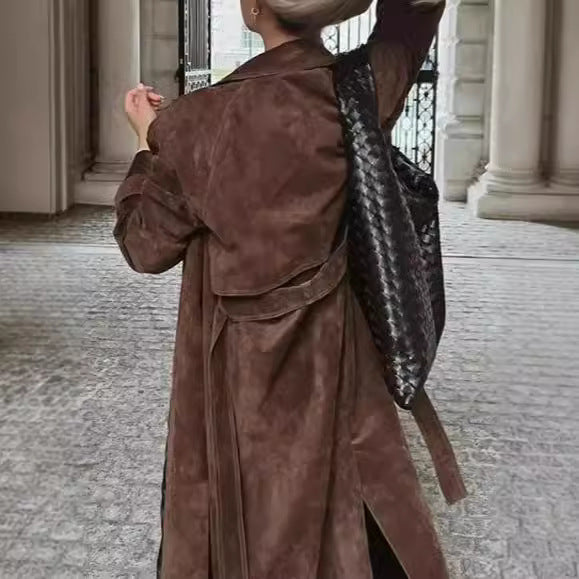 Women's Retro Overcoat Elegant Brown Lace Waist Coats