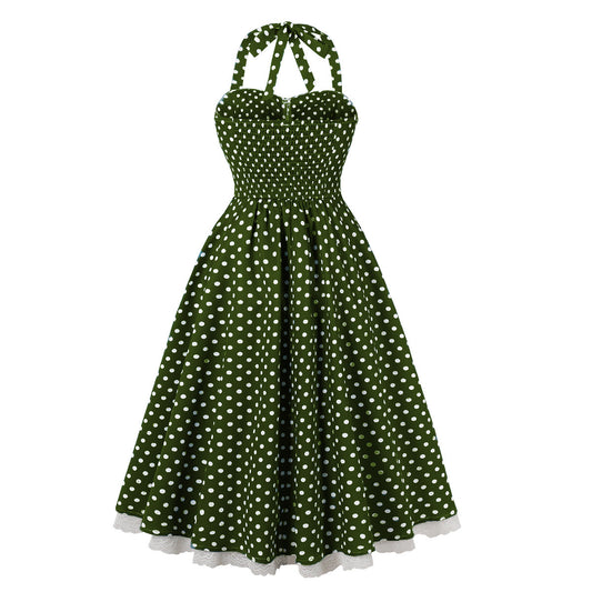 Women's Polka Dots Retro Dress With Suspenders Dresses