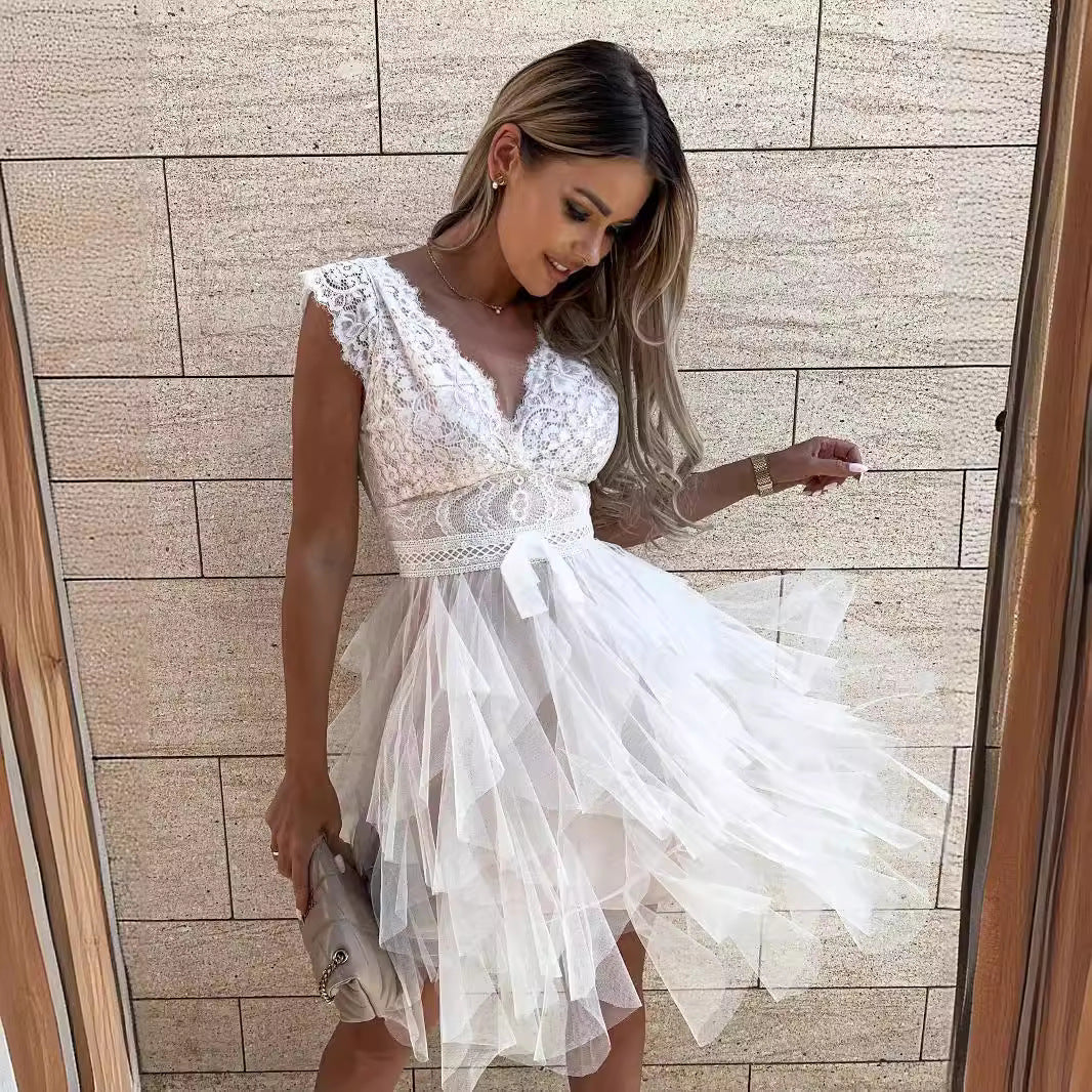 Temperament Sexy Lace Sleeveless Party Dress Dresses