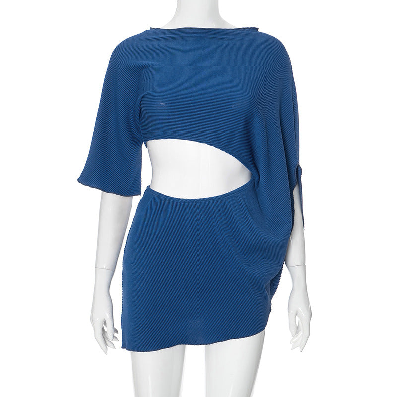 Women's Hollow Loose Figure Flattering Pleated Design Dresses