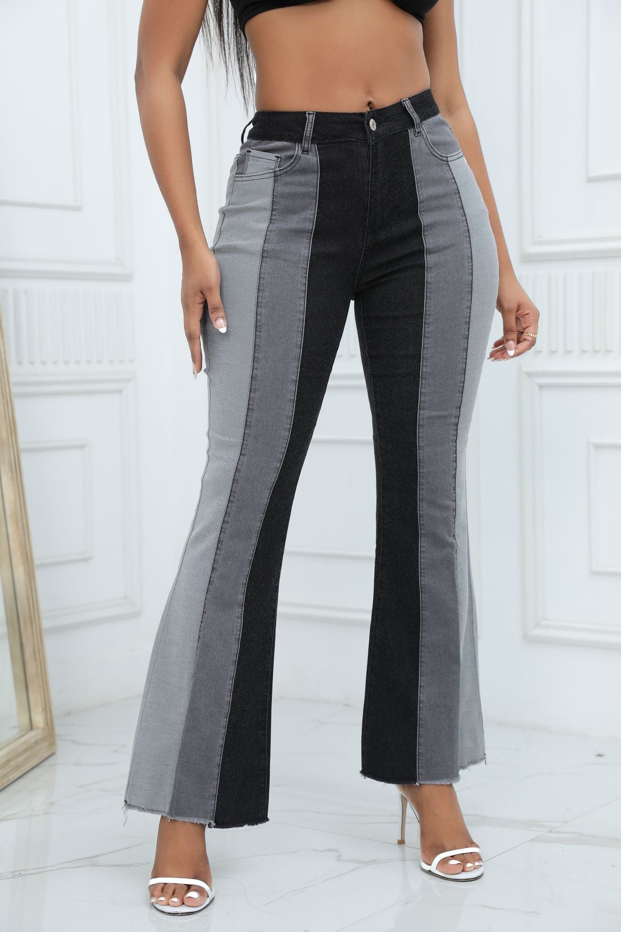 Women's Stretch Fashion Washed Contrast Color Jeans