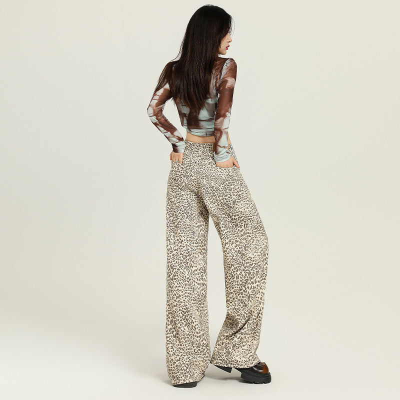 Women's Print Printed High Waist Design Sense Jeans