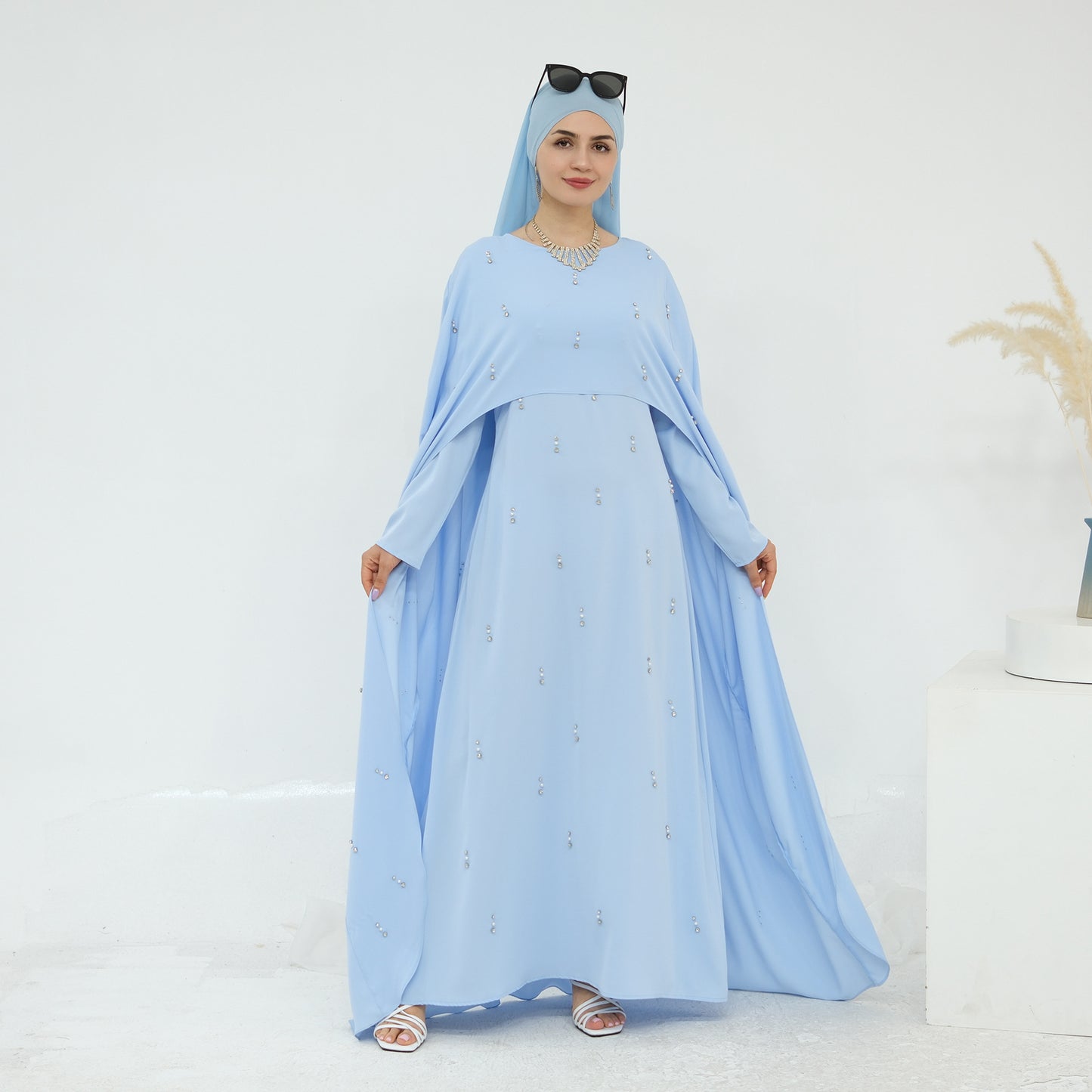 Turkey Solid Color Beading Dress Two-piece Dresses