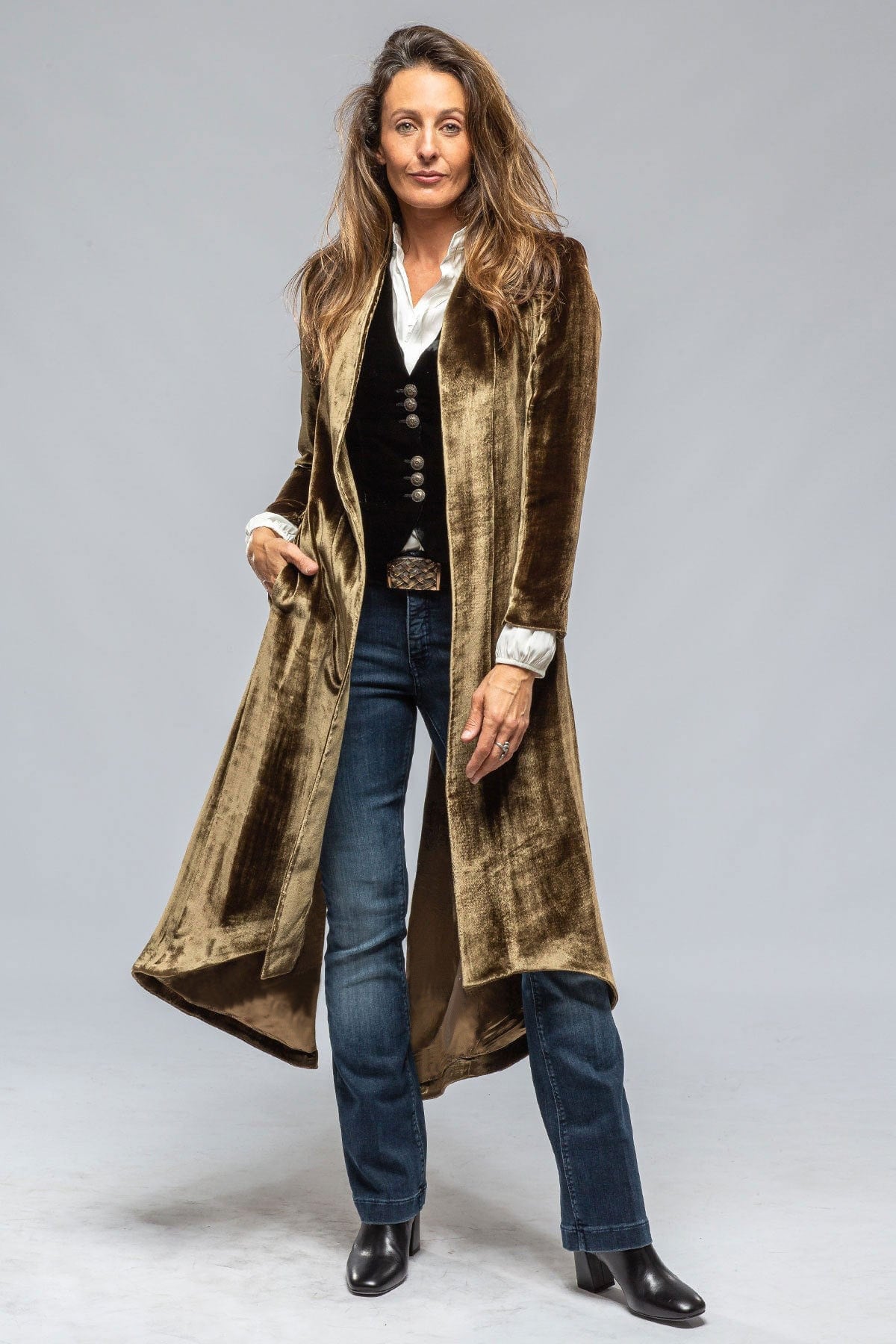 Women's Veet Long Solid Color Retro Split Trench Coats