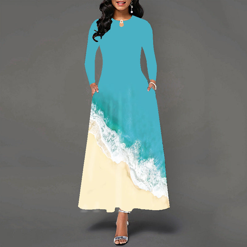 Women's Dress Loose Long Sleeve High Waist Dresses