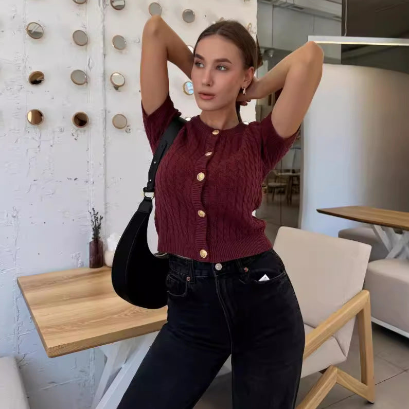 Women's Slimming Twist Twisted String Knitted Angora Blouses