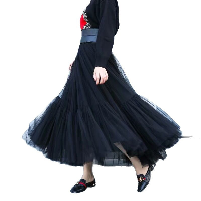 Women's Tail Mesh Bubble High-grade Stitching Elastic Skirts
