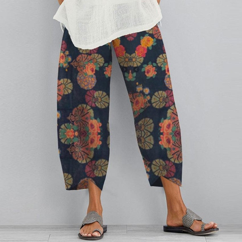 Women's Printed Fashion Loose Pockets Casual Pants