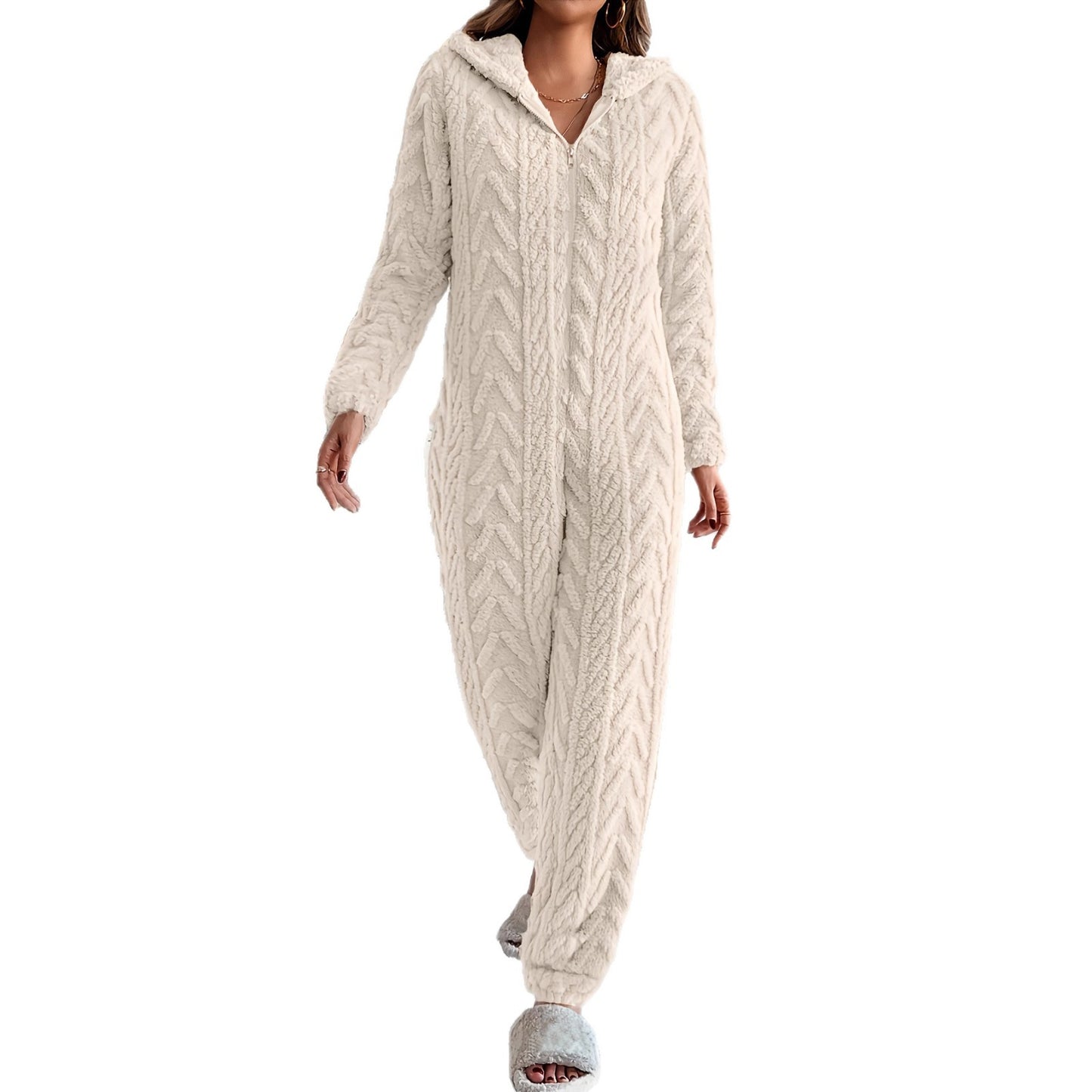 Women's Christmas One-piece Pajamas Warm Furry Comfortable Jumpsuits