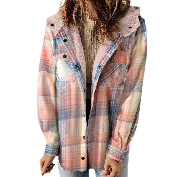Women's Hooded Lamb Wool Thickened Fleece-lined Casual Blouses