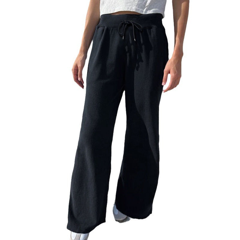 Color Elastic Lace Straight Simple Slimming Wide Pants