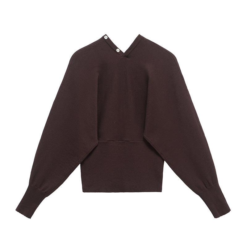 Women's Winter Fashion Single-breasted Slim Hem Knitted Knitwear