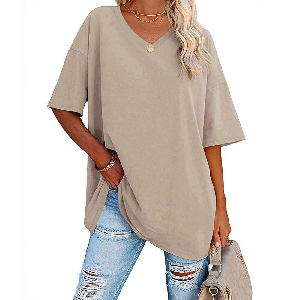 Women's Loose Half Sleeve Cotton Waist Blouses