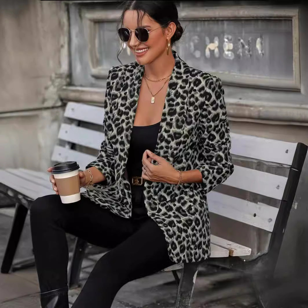 Trendy Stylish Versatile Fashion Leopard Print Blazers