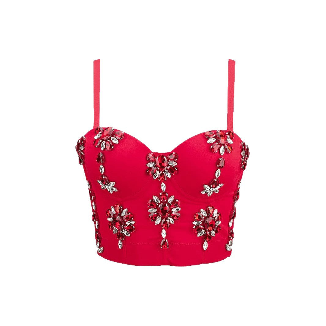 Decoration Spaghetti Strap Slim Fit Fishbone Tops