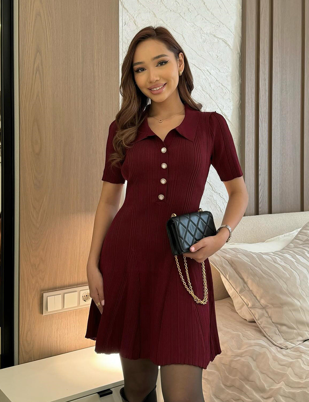 Dress Knitted High Waist Umbrella Elegant Dresses