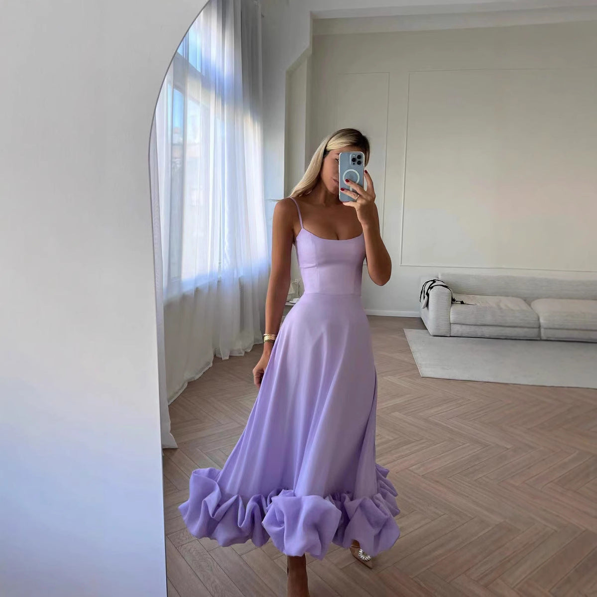 Women's Fashion Suspenders Large Swing Three-dimensional Flower A- Dresses