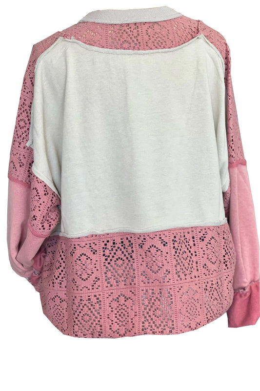 Women's Niche Design Cotton Contrast Color Lace Sweaters