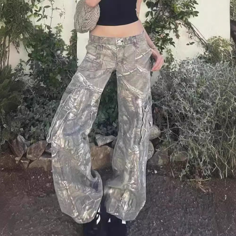 Women's Hot Camouflage Straight Loose Low Waist Jeans