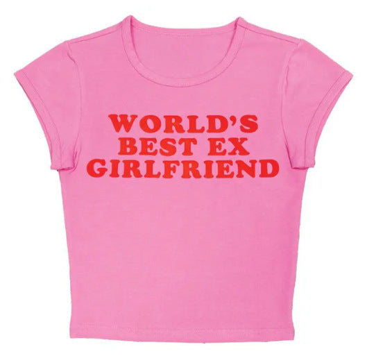 Women's Style Trendy Tight Letter Printed T-shirt Blouses