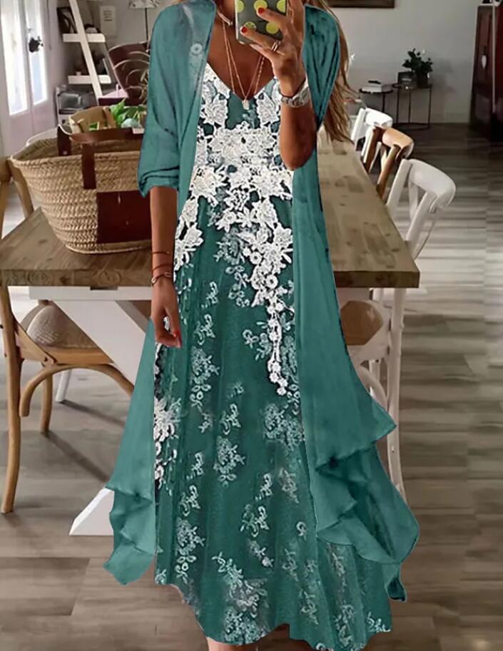 Women's Print Holiday Suspender Dress Indian Style Dresses
