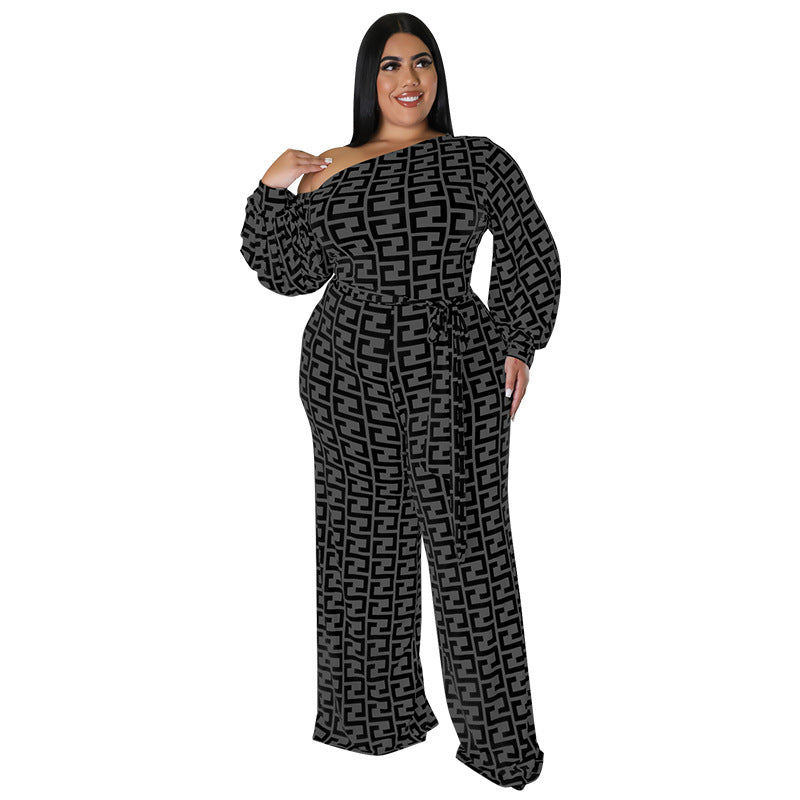 Women's Fashion Casual Printing Long Sleeve Jumpsuits