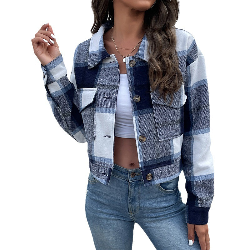 Women's Pretty Classic Plaid Shirt Retro Jackets
