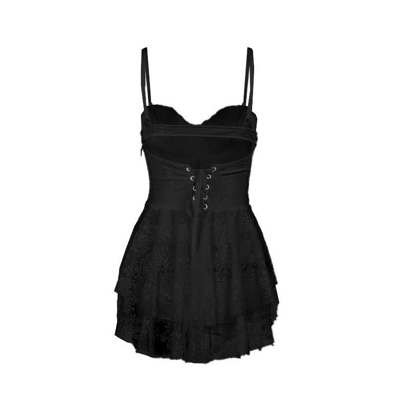 Suspender Dress Fashionable Temperament Slim Fit Ruffled Dresses