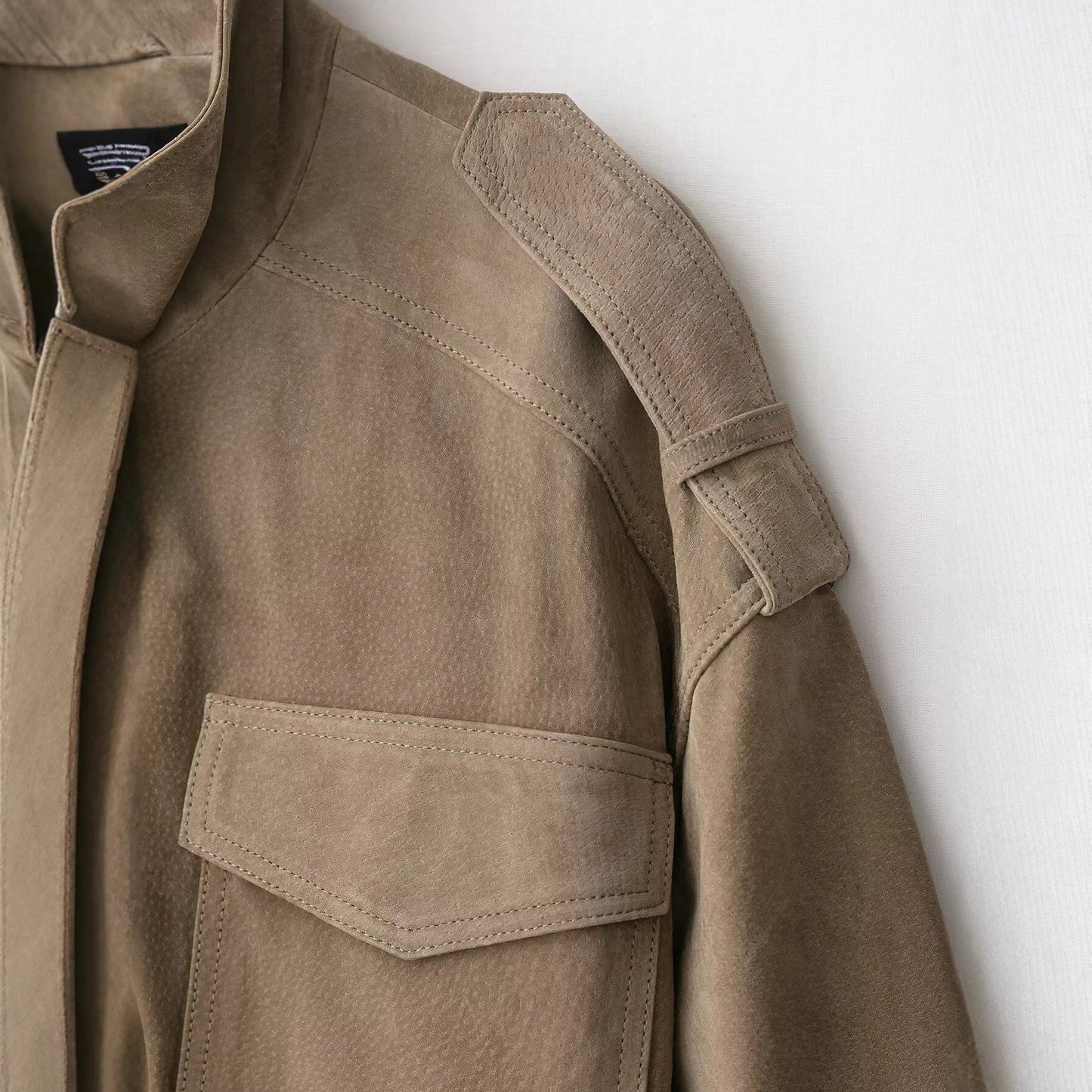 Women's Autumn Tooling Style Suede Effect Stand Jackets