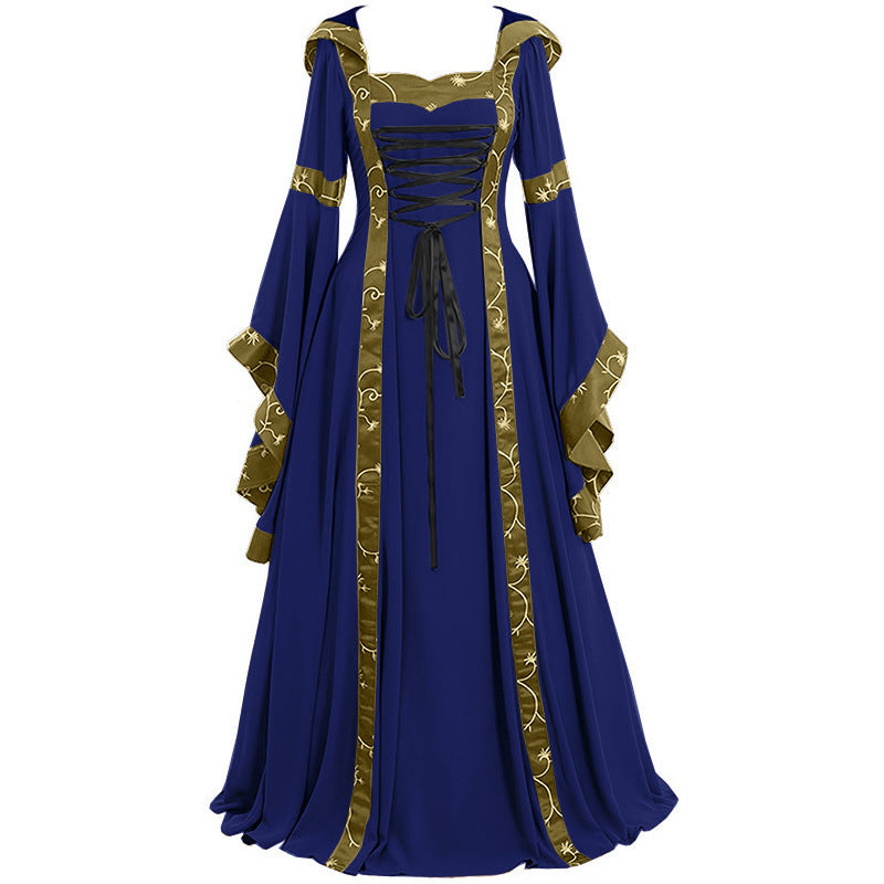 Square Collar Solid Color Thin Lace Bell Sleeve Dresses